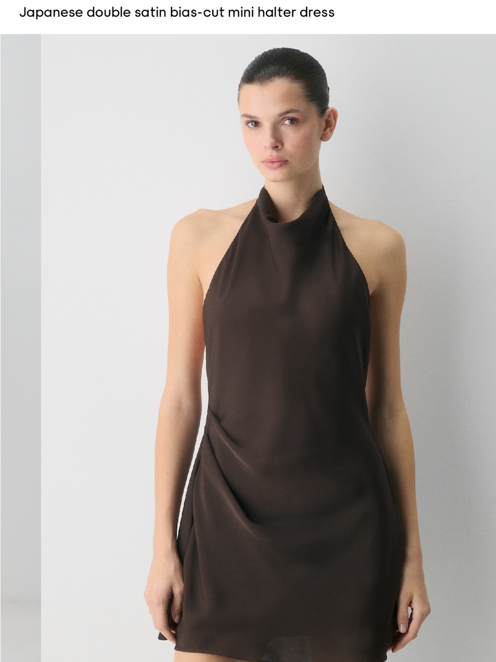 Aritzia Brown Satin Halter Mini Dress